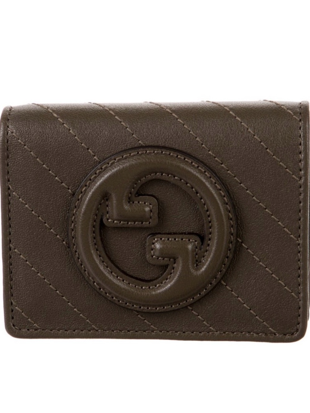 Gucci Dark Brown Quilted Leather Card Holder with Raised GG Logo